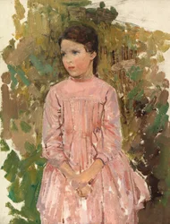 Ragazza in un vestito rosa